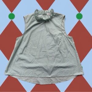Preston & York Green Striped ruffle tank top